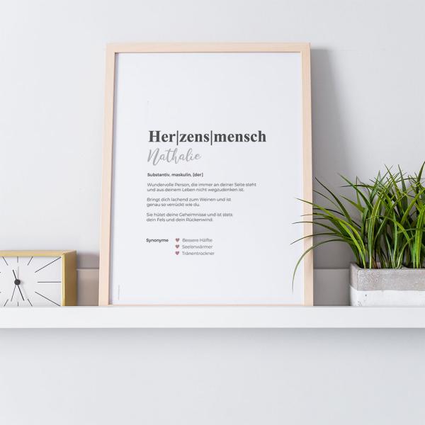 Definitionsposter "Herzensmensch 1" | Geschenkidee | Personalisiert  | individuelles Bild | Wörterbuch